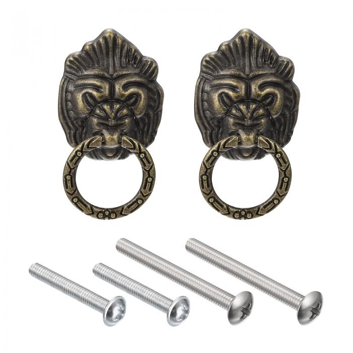 ライオンヘッドプルノブ 引き出しリングプル ネジ付き ドレッサー ワードローブ キッチン 食器棚用 27m..