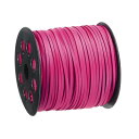 レザーコード 90 M 2.6 mm フラット スエード ストリングストリップ 財布 ハンドバッグ 靴ひも DIY工芸品 ブレスレット作り用 フクシア 1ロール