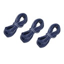 レザーコード 5 M 2.6 mm フラット スエード ストリングストリップ 財布 ハンドバッグ 靴ひも DIY工芸品 ブレスレット作り用 ネイビーブルー 3個
