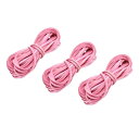 レザーコード 5 M 2.6 mm フラット スエード ストリングストリップ 財布 ハンドバッグ 靴ひも DIY工芸品 ブレスレット作り用 ピンク 3個