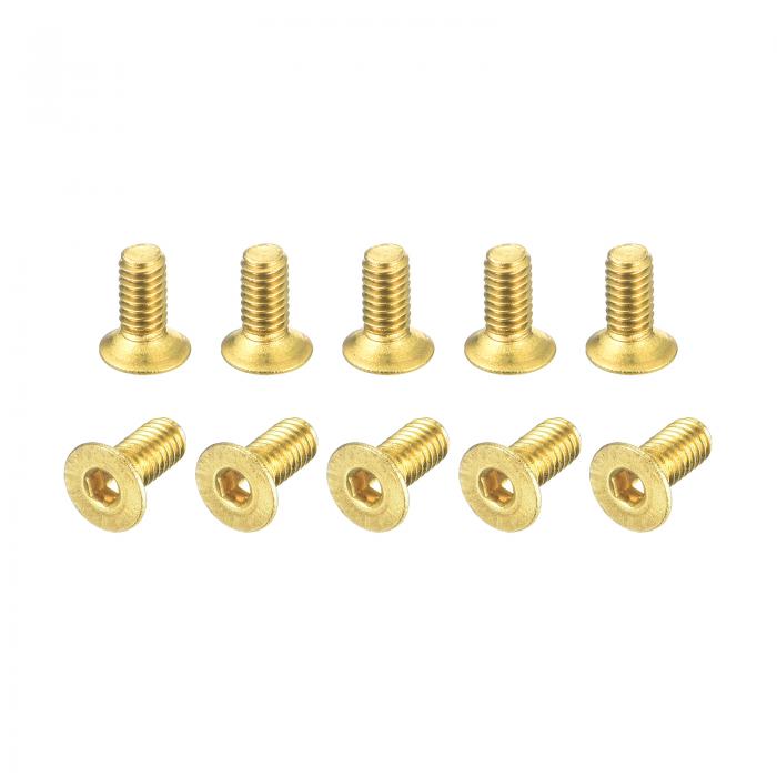 フラットヘッドソケットキャップネジ M2.5-0.45x6 mm 真鍮 内六角ドライブファスナーボルト 12個