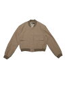 Allegra K ボタンダウンボンバージャケット レディース スタンドカラー 長袖 カジュアル クロップドコート アウター カーキ M