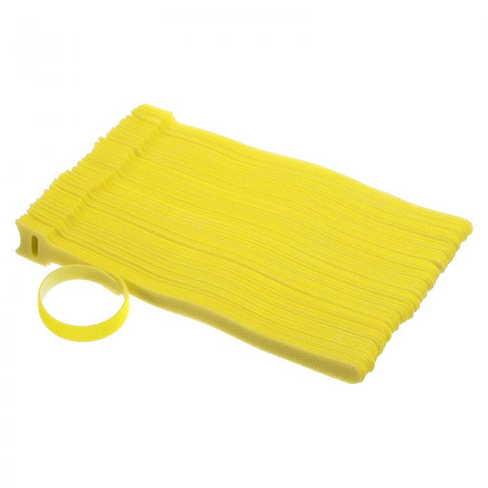 PATIKIL 20 cm 面ファスナーケーブルタイ 100個 ナイロン 調節可能なガーデンタイ 植物と蔓のサポート コードオーガナイザー 再利用可能な多機能ネクタイ イエロー