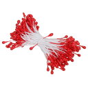 PATIKIL 3 mm 双頭花おしべ 150個 造花 おしべ めしべ クッションパール フローラルおしべ IY クリスマスカード 結婚式の装飾用 ブ ライトレッド