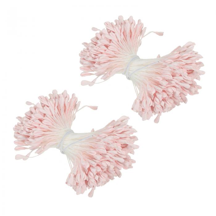 PATIKIL 2.5 mm 双頭花おしべ 680個 造花 おしべ めしべ クッションパール フローラルおしべ IY クリスマスカード 結婚式の装飾用 ピンク
