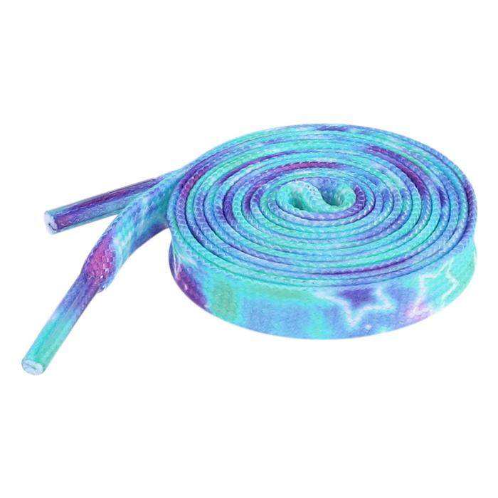 Elerevyo 1 Pair Tie-Dye Stars Flat Shoe Laces for Sneakers, 0.31'' Soft Shoelaces Shoestrings for Casual Hiking Shoes Purple Blue 160cm/63.0"