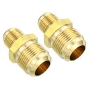 PATIKIL 13 mmオス x 19 mmオス 真鍮製ふレアユニオンコネクター 2個 ガスアダプター 真鍮管カプラーパイプ継手 ホース継手用