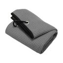 PATIKIL 50 x 40 cm 三つ折りゴルフタオル マイクロファイバーワッフル柄タオル 吸水ソフトタオル アルミクリップ付き ゴルフバッグとクラブ用 グレー(4)