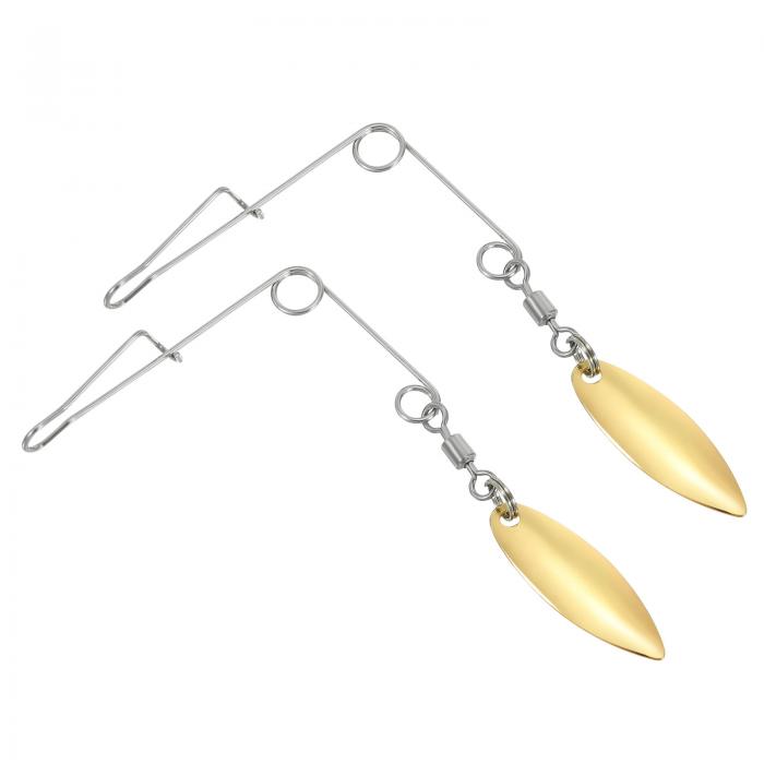 PATIKIL フィッシングスピ ナーベイトワイヤー（ブレード付き） バスフィッシング用 ルアー作成用品 大型ウィローリーフ ゴールドトーン 20個セット