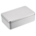 ブリキ缶 ファイル収納ボックス ギフトボックス 長方形 蓋付き シルバートーン 180 x 110 x 55mm 1個入り(3)