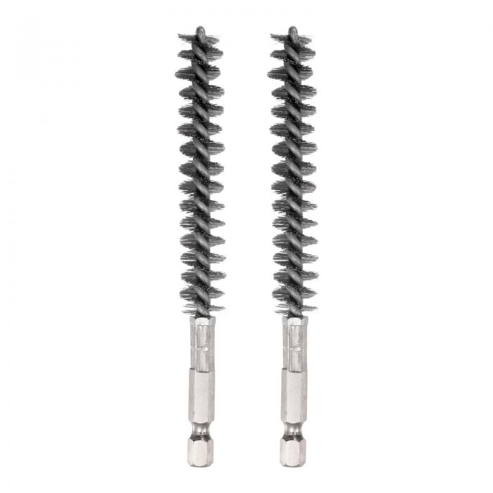 ステンレスドリルブラシ 12mm直径 ワイヤブラシのクリーニング ハンドル付き 6.35mm 六角シャンク 配管..