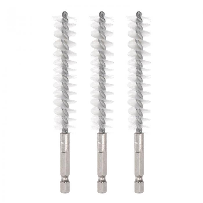 ナイロンドリルブラシ 15mm直径 ワイヤブラシのクリーニング ハンドル付き 6.35mm 六角シャンク 配管 ..