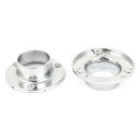 クローゼットロッドフランジ ホルダー ブラケット ステンレススチール製 シルバートーン 25mm 2個セット