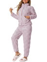 cheibear レディース パジャマセット フランネル 長袖 ソフト 冬 暖かい ラウンジセット PJセット ポケット付き パープル XS