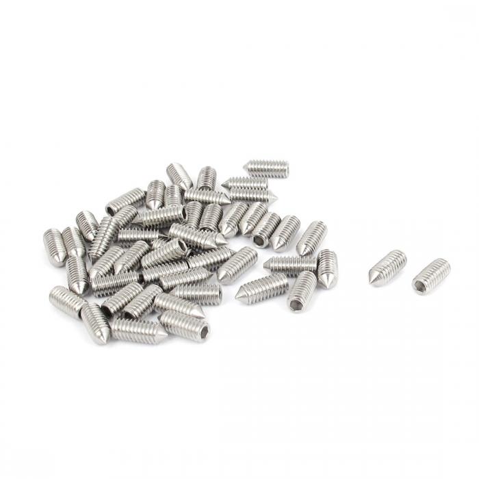 グラブネジ 六角穴止めねじ 六角穴付きボルト コーンポイント ステンレス鋼 M4x10mm 0.7mmピッチ 50個