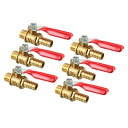 ボールバルブ 1/4PTおねじx10mmバーブ 180度操作ハンドル 真鍮材質 6個入り