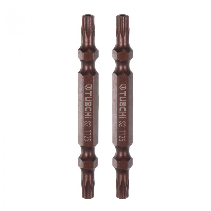 T25 磁気 両頭ドライバービット S2 鋼鉄中空 トルクスドリルビット ハードウェアの付属ツール 銅 65mm..