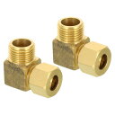 PATIKIL G1/2 x 12mm パイプチューブ用品 ブラス製 90度エルボーパイプチューブ用品 配管ホースコネクター用 2 パック