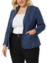 Agnes Orinda ブレザー プラスサイズ デニムジャケット エレガント ジャンラペル ワーク レディース ブルー 2XL(4)