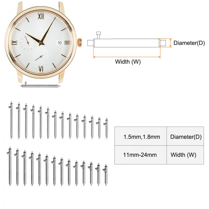クイックリリースバネバー 23 mm幅 1.5 mm 1.8 mm直径 ステンレス鋼 ウォッチピンセット 時計バンドストラップ用