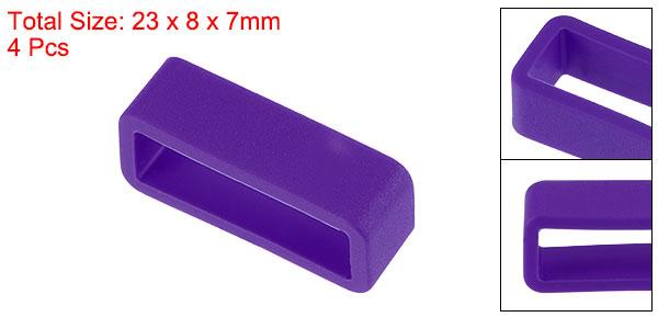 時計バンドストラップループ ゴム 交換用ファスナーリング シリコーン時計ホルダーキーパー 19mm幅時計バンド パープル 4個入り