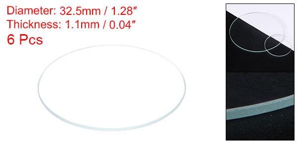 時計ガラスクリスタルレンズ 32.5 mm直径 1.1 mmエッジ厚さ ダブルドーム ラウンド クリア 時計ガラス交換部品 時計メーカー用 時計ガラスレンズ交換 6個 2