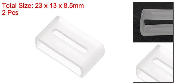 時計バンドストラップ 両面スロットループ ゴム製 交換用ファスナーリング シリコン時計ホルダーキーパー 20 mm幅の時計バンド用 透明 2個入り