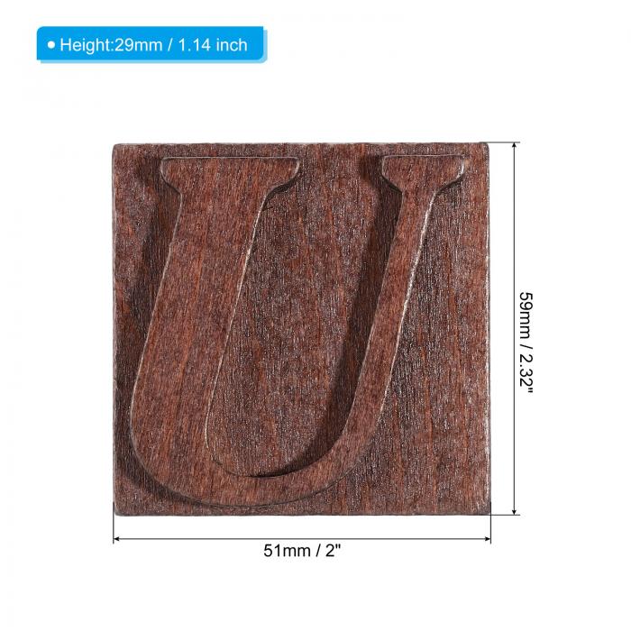 PATIKIL レタースタンプ ウッドラバースタンプ 文字U ビンテージアルファベットスタンプセット 木製スタンプスタンパー カード作り DIY クラフト スクラップブッキング用 ブラウン