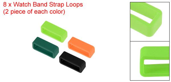 時計バンドストラップ ゴム製 交換用ファスナーリング シリコンウォッチホルダーリテーナー 18 mm幅時計バンド用 4カラー 8個