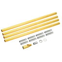 ねじ付き延長ロッドキットm10 ネジ 300mm カップリングナット 丸型スリーブコネクタ傾斜天井アダプターとシャフトパイプ付き 電気泳動ゴールド