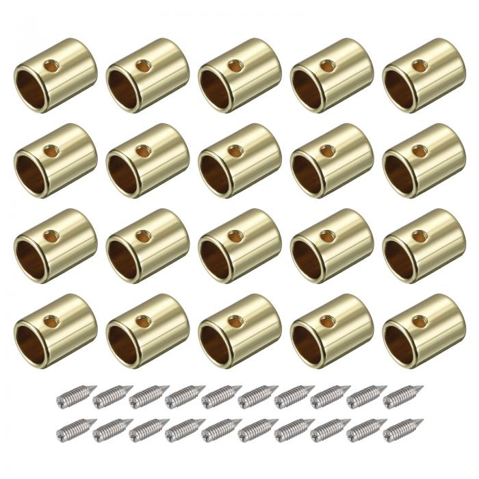 金属靴紐チップ ネジ靴紐チップ 金属 コードエンドの交換 スニーカー 服 DIY修理用 7 mm ゴールド 20個