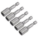 クイックチェンジナットドライバービット 6.34 mm六角シャンク 8 mm磁気ナットセッタードリルビット 長さ48 mm メートル法 5個