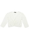 Allegra K Tシャツ Vネック メッシュ ツイストフロント トップス 長袖 中空 セーター ニット クロップ トップ レディース ホワイト L(4)