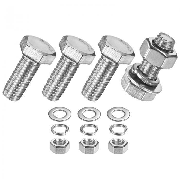 M METERXITY 4個パック 六角頭ネジ ボルト ナット付き 平座金とロックワッシャー M10x25mm ステンレス..