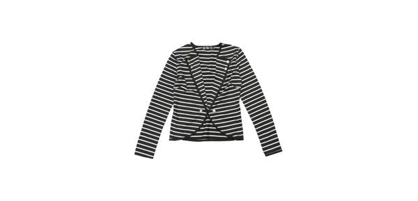 Allegra K ブレザー ジャケット 上着 アウターウェア 長袖 ストライプ柄 レディース ブラック S