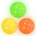 PATIKIL 蓄光ピクルボールボール 40穴暗闇で光るピクルボール3個セット屋外ピクルボールボールメッシュバッグ付き屋内外スポーツ用 イエロー オレンジ ネオ...