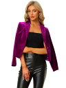 Allegra K ベルベット ブレザー ビジネス オフィス スーツジャケット レディース パープル S