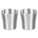 2個 304ステンレススチールカップ 6.08oz/180mlダブルウォールウォーターカップ割れない金属製ドリンキングタンブ ラーバーレストランシルバー