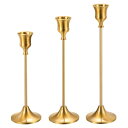 PATIKIL 金 燭台ホルダー 3個 キャンドルスティック ビンテージ ロングテーパーキャンドルホルダー 適合19 mmキャンドル ハロウィン クリスマス 結...