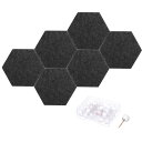 PATIKIL フェルト掲示板 12"x10" 6パックのセルフアドヒーシブヘキサゴンフェルトタイル ホームオフィス レコーディングスタジオ ゲームルーム用のサウンドプルーフウォールパネル 黒