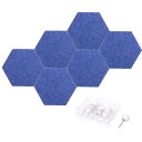 PATIKIL フェルト掲示板 12"x10" 6パックのセルフアドヒーシブヘキサゴンフェルトタイル ホームオフィス レコーディングスタジオ ゲームルーム用の音響壁パネル ブルー