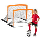 PATIKIL ポータブルサッカーゴール 4x3' 折りたたみ式サッカーネット2個セット キャリーバッグ付き ユース練習トレーニング用 オレンジ色