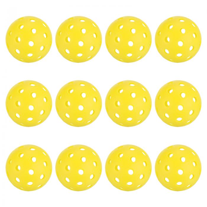 PATIKIL アウトドアピクルボールボール 40穴ピクルボール12個セット アマチュア向け屋内外スポーツ用 イエロー