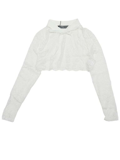 Allegra K シアーボレロ かぎ針編み スタンドカラー レース クロップド レディース ホワイト M Allegra K シアーボレロ かぎ針編み スタンドカラー レース クロップド レディース ホワイト M