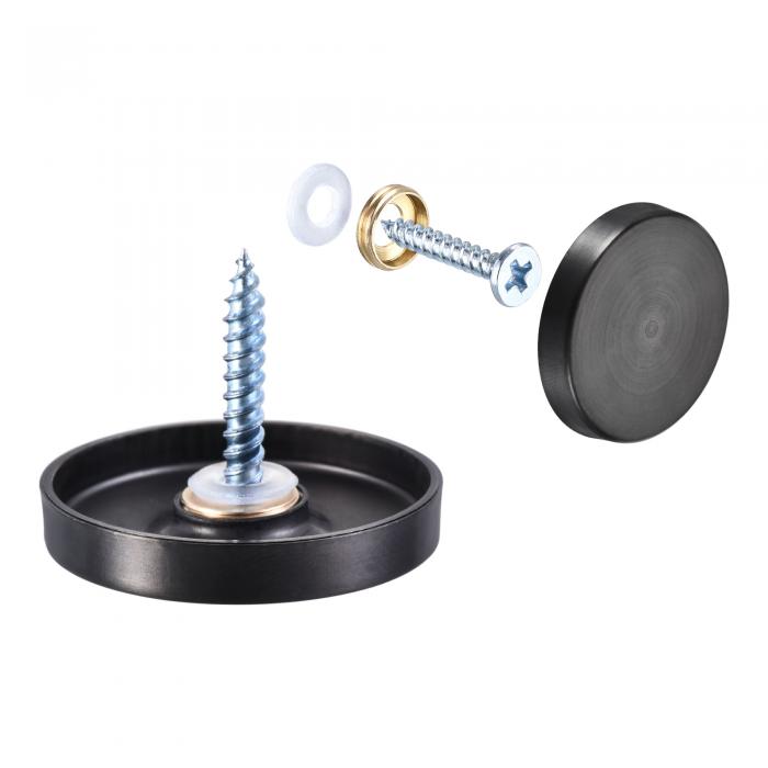 ミラースクリュー 装飾ファスナーキャップ ミラーねじ 304ステンレス鋼 ブラック 30mm 12個入り