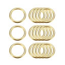 金属Oリング 非溶接 Oリングバックル クラフトベルト 財布 バッグ製作 金具用 多目的 20 mm内径 3 mm厚さ ゴールドトーン 15個