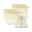 PATIKIL 旅行用シューズバッグ14インチ、12個の防塵引き紐バッグ 非織布旅行用シューズ収納バッグ 女性用メンズハンドバッグ財布用クリアウィンドウ付き、ベージュ