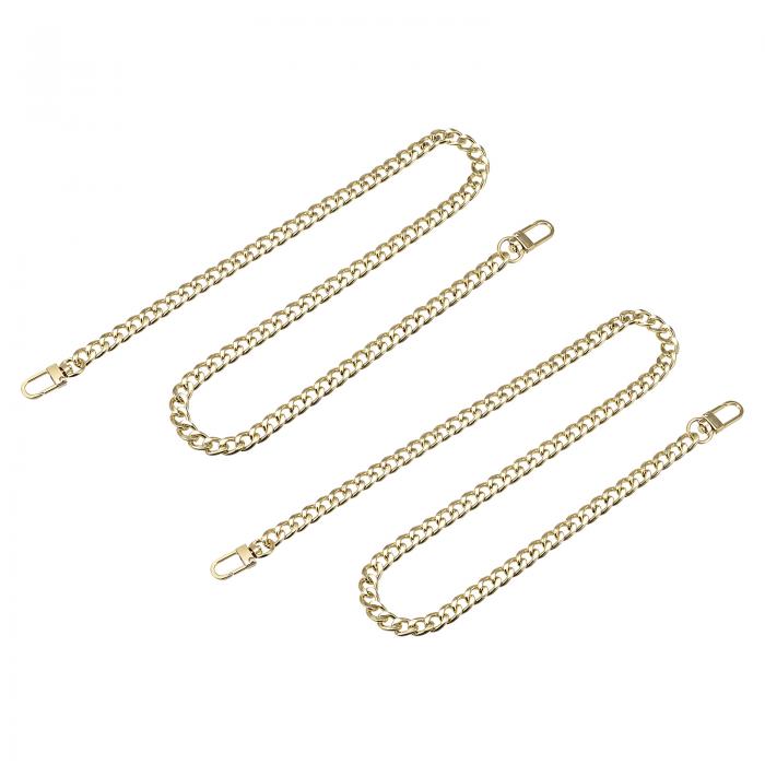 フラットチェーンストラップ 財布ストラップ アイアン製 アクセサリー バックル 代替品 バッグ用 DIY ゴールドトーン 長さ800 mm 2個入