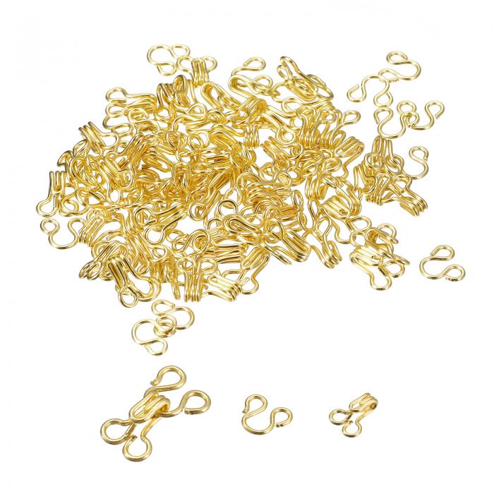 ソーイングフックとアイクロージャ ブラジャーフック 衣類ファスナー スカート ジャケット ズボン 縫製 DIY 工芸品用 ゴールデン 50個