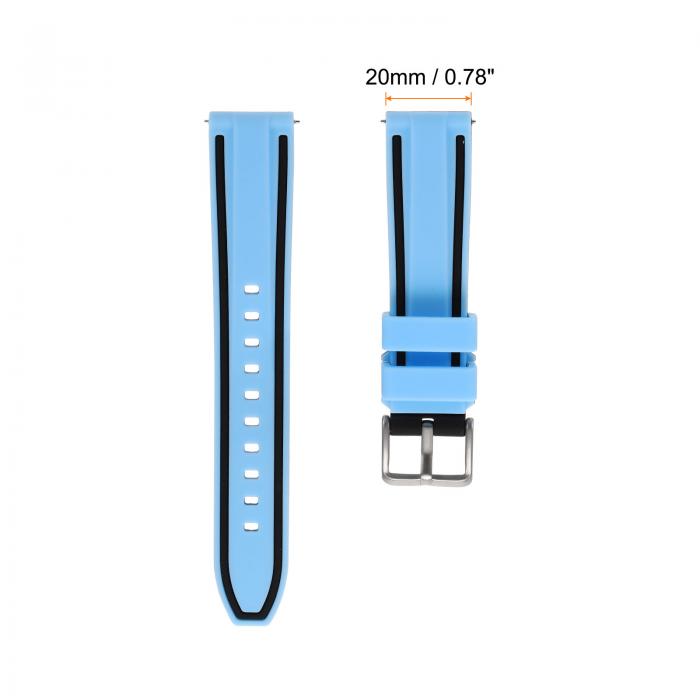 シリコン製腕時計バンド 20mm幅 ソフト クイックリリース ラバー腕時計バンド メンズ レディース ライトブルー 黒